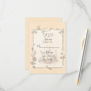 Ivory Shiny Elegant Sparkly Frame RSVP Card