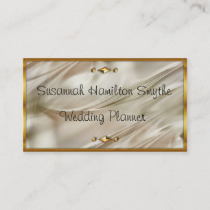 Ivory Silk and Gold Wedding Planner Business Cards