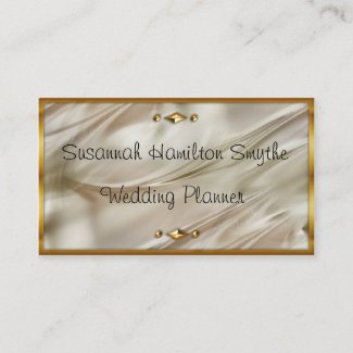 Ivory Silk and Gold Wedding Planner Business Cards