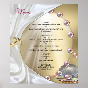 Ivory Silk, Gold Lace & Pearls and Marble Poster