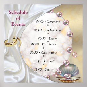 Ivory Silk, Gold Lace & Pearls and Marble Poster
