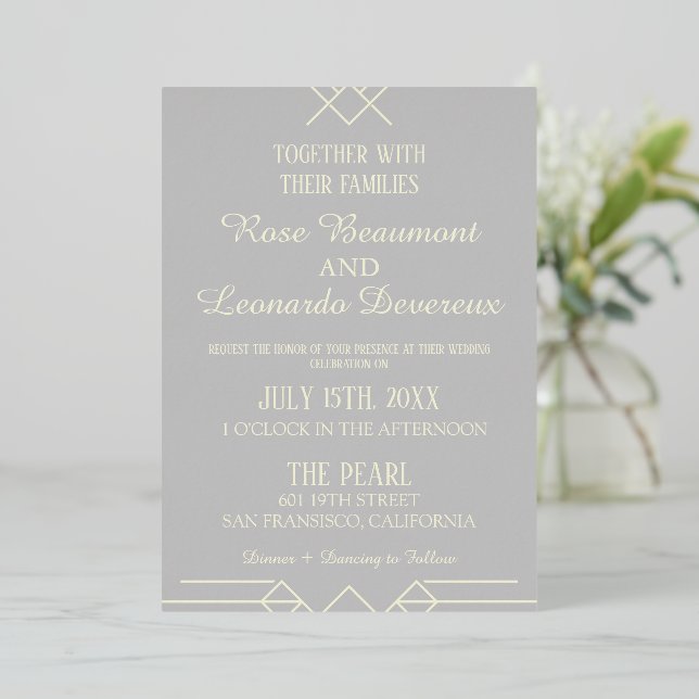 Ivory & Silver Luxe Wedding Invitation Foil Invitation (Standing Front)