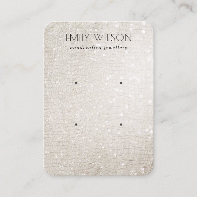 Ivory Silver Sparkle Glitter 2 Earring Display Business Card (Front)
