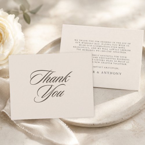 Ivory Simple Elegant Minimal Wedding Thank You Card