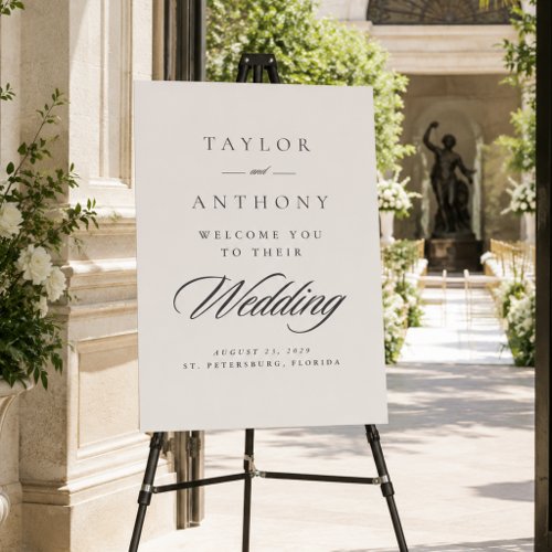 Ivory Simple Elegant Modern Minimal Wedding  Foam Board