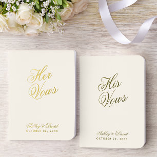 Ivory Simple Elegant Script Calligraphy Wedding  Foil Vow Books
