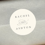 Ivory Simple Elegant Wedding  Classic Round Sticker<br><div class="desc">Elegant and simple wedding sticker with your names. For more advanced customization of this design,  please click the BLUE DESIGN TOOL BUTTON above!  Matching items are also available.</div>