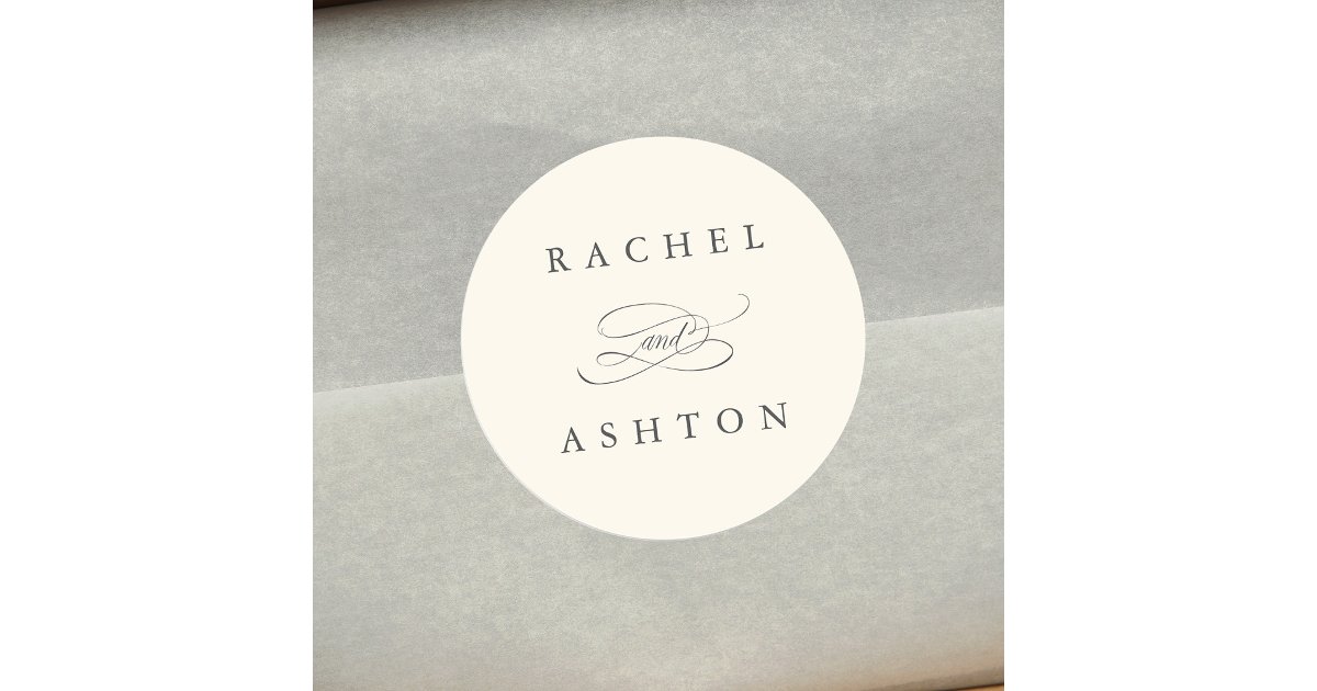 Ivory Simple Elegant Wedding Classic Round Sticker | Zazzle