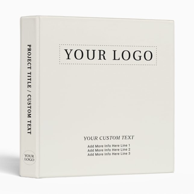 Ivory Simple Minimal Business Logo Promotional 3 Ring Binder (Front/Spine)