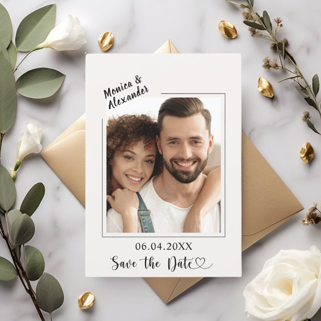 Ivory simple modern photo wedding Save the Date (Creator Uploaded)