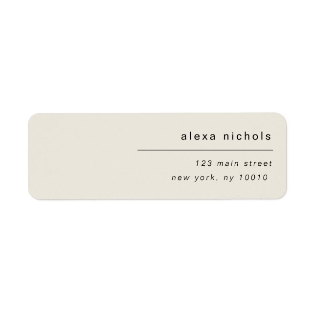 Ivory Simple Modern Return Address Label (Front)