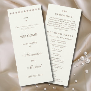 Ivory Simple Pearl Christian Wedding Program