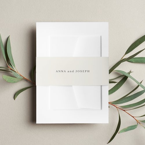 Ivory  Simple Solid Color Personalized Wedding Invitation Belly Band