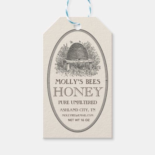 Ivory Skep Honey Tag with fancy border