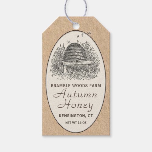 Ivory Skep Honey Tag with faux kraft border