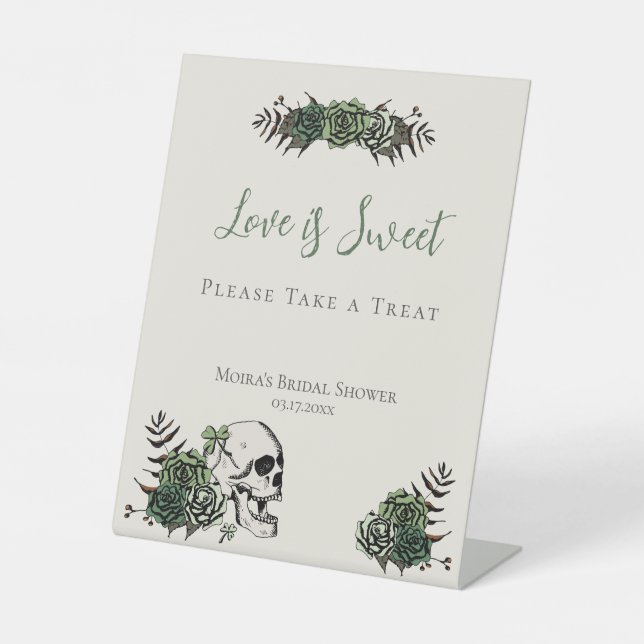 Ivory Skull Roses Irish Bridal Shower Favors Sign (Front)