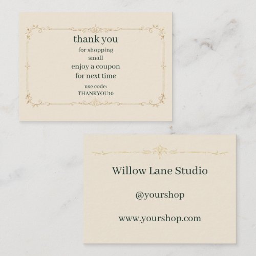 Ivory Small Business Coupon Code Insert Card