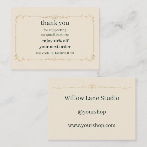 Ivory Small Business Discount Code Insert Card