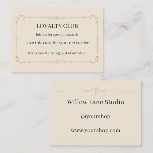 Ivory Small Business Loyalty Club Insert Card