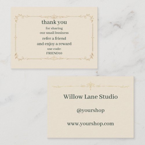 Ivory Small Business Referral Reward Insert Card