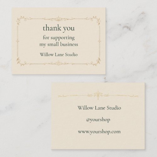 Ivory Small Business Thank You Insert Card