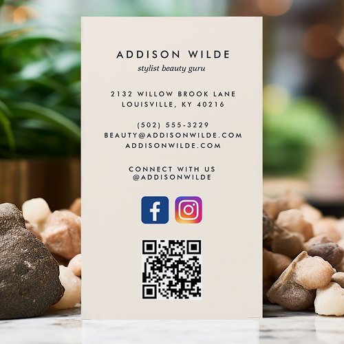 Ivory Social Media Instagram Facebook QR Code Business Card