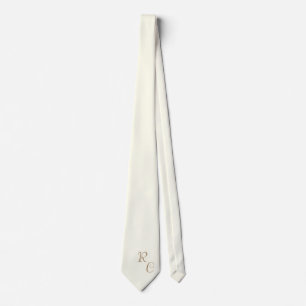 ivory solid color -monogrammed tie