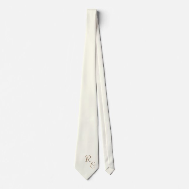 ivory solid color -monogrammed tie (Front)