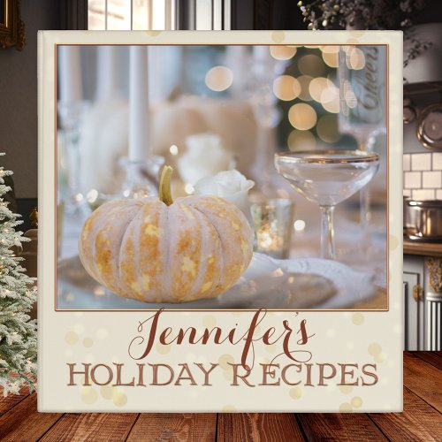 Ivory Sparkling Photo Holiday Recipe Binder