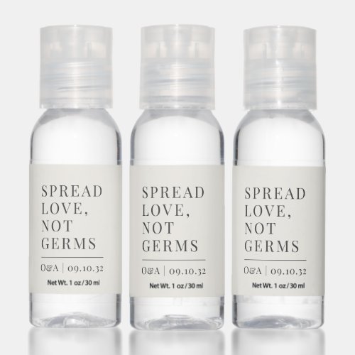 Ivory  Spread Love Not Germs Wedding Hand Sanitizer