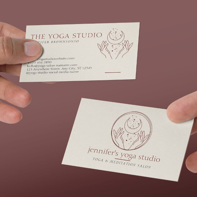 Ivory Stars Energy Healing Hands Moon Spiritual Business Card