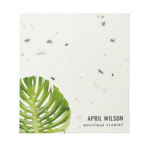 IVORY STONE WATERCOLOR GREEN MONSTERA LEAF FOLIAGE NOTEPAD