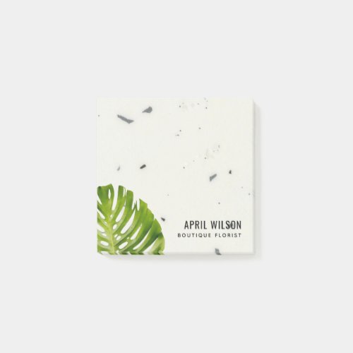 IVORY STONE WATERCOLOR GREEN MONSTERA LEAF FOLIAGE POST_IT NOTES