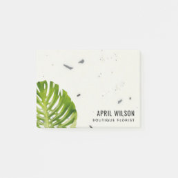 IVORY STONE WATERCOLOR GREEN MONSTERA LEAF FOLIAGE POST-IT NOTES