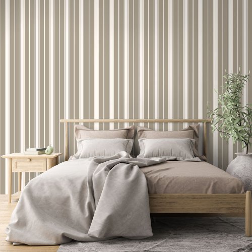 Ivory Stripe Pattern On Beige Greige Taupe Brown Wallpaper