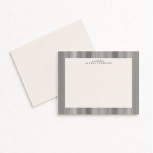 Ivory Striped Classic Note Card