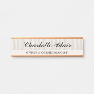 Ivory Striped Elegant Door Sign