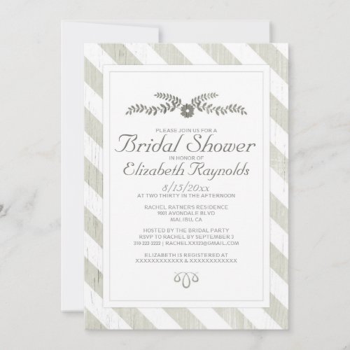 Ivory Stripes Bridal Shower Invitations