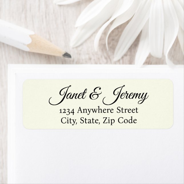 Ivory Stylized Names Wedding Return Address Label (Insitu)