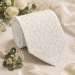 Ivory Subtle Floral Neck Tie