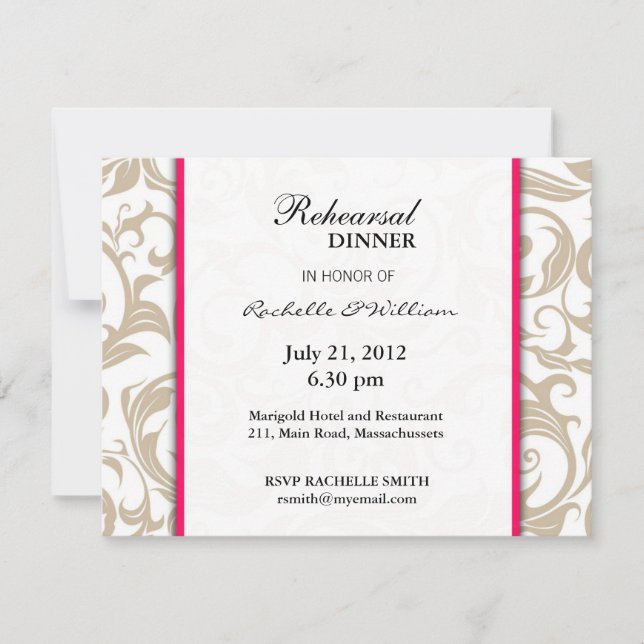 Ivory Swirl Rehearsal Dinner Card (Front)