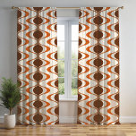 Ivory Tan Brown Burnt Orange Ogee Wave Pattern Sheer Curtains