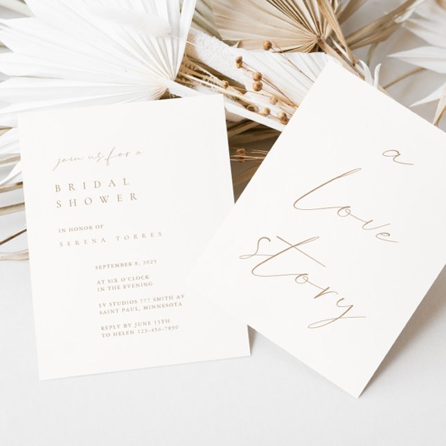 Ivory & Tan Minimalist Bridal Shower Invitation (Creator Uploaded)