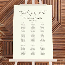 Ivory &amp; Taupe Elegant Script 9 table Seating Chart