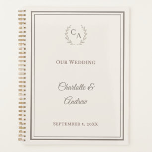 Ivory taupe monogrammed wedding planner