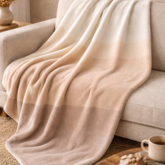 Ivory Taupe Ombre Fleece Blanket