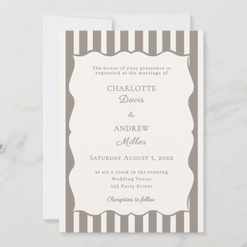 Ivory taupe striped simple wedding