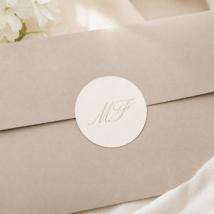 Ivory Taupe Wedding Monogram Seal Sticker