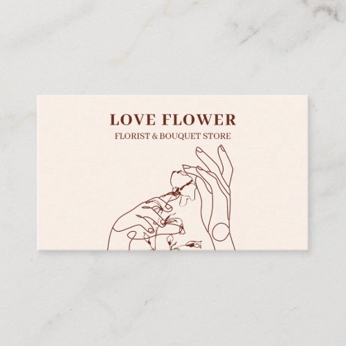 Ivory Terracotta Botanical Hand Hold Flower Business Card