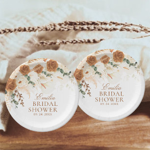 Ivory Terracotta Calla Lilies Bridal Shower Paper Plates